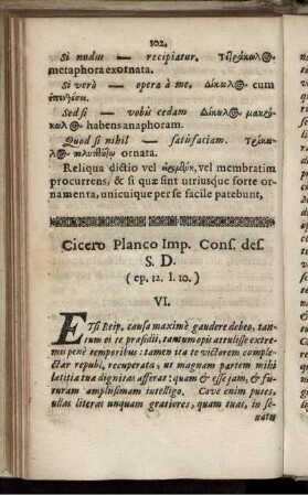 VI. Cicero Planco Imp. Cons. des. S. D. (ep. 12.I.10.)