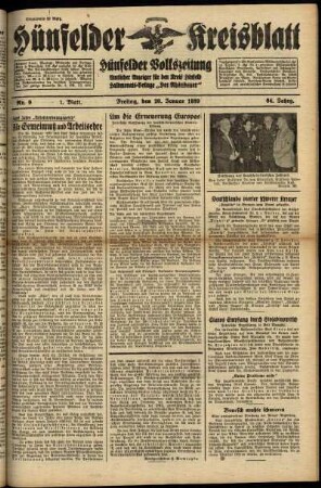 Erste Ausgabe vom Freitag, den 20. Januar 1939.