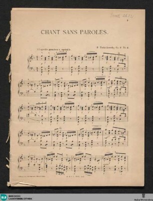 Chant sans paroles : Op. 2 No. 3