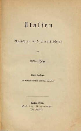 Italien : Ansichten und Streiflichter