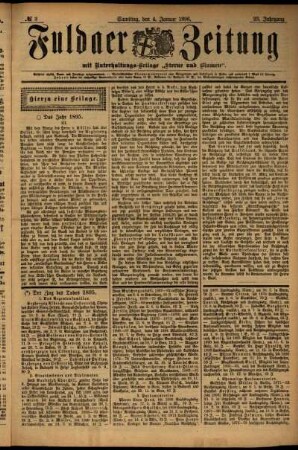 Erste Ausgabe vom Samstag, den 04. Januar 1896.