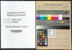 Entnazifizierung Hans Boenninghausen , geb. 26.03.1906 (Saenger)