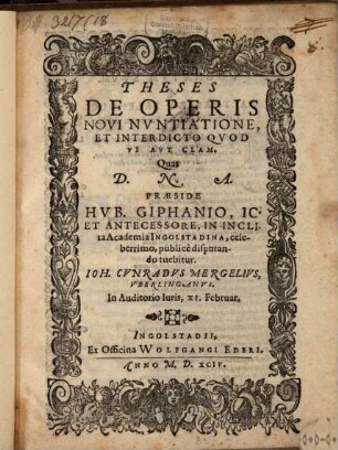 Theses de operis novi nuntiatione et interdicto quod vi aut clam
