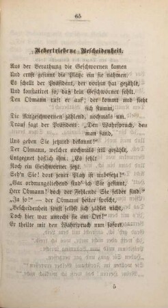 Uebertriebene Bescheidenheit.