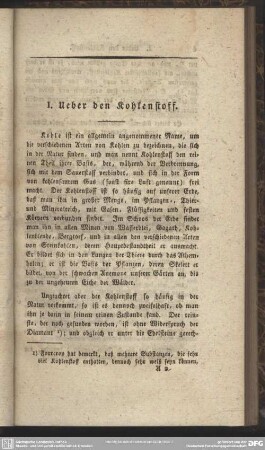 I. Ueber den Kohlenstoff