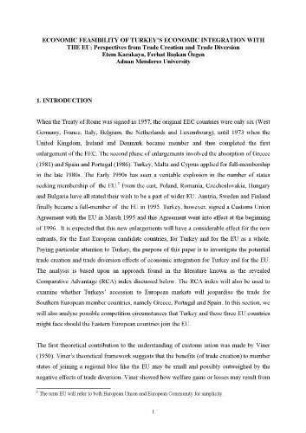 Economic Feasibility of Turkey's Economic Integration with the EU