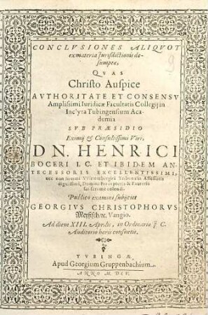 Conclvsiones Aliqvot ex materia Jurisdictionis desumptae