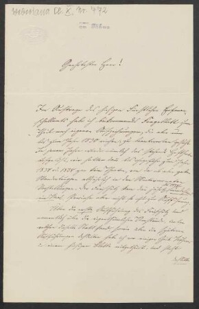 Brief an Friedrich Wilhelm Jähns : 30.10.1878