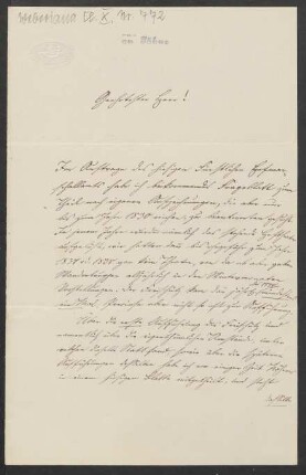 Brief an Friedrich Wilhelm Jähns : 30.10.1878