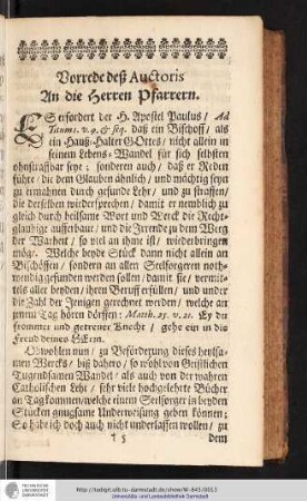 Vorrede deß Auctoris - An die Herren Pfarrern.