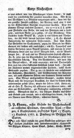 Erster Gründe der Wasserbaukunst an reissenden Strömen.