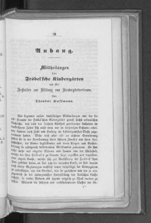 Mittheilungen über Fröbel'sche Kindergärten und über Anstalten zur Bildung von Kindergärtnerinnen.