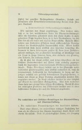 II. Hauptstück. Die natürlichen und sittlichen Grundlagen der Staatenbildung und Staatenerhaltung