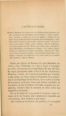 Capítulo XXIX [XXXIX]. - Arriban á Marianas dos barcos de las Carolinas. - ...