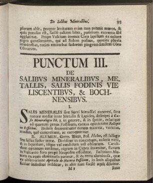 Punctum III. De Salibus Mineralibus, Metallis, ...