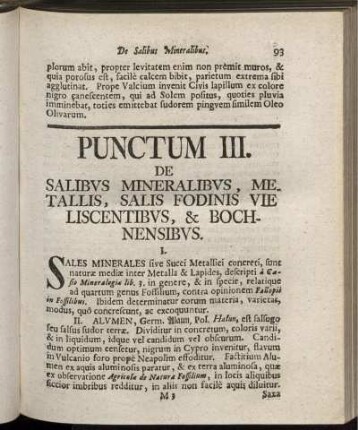 Punctum III. De Salibus Mineralibus, Metallis, ...