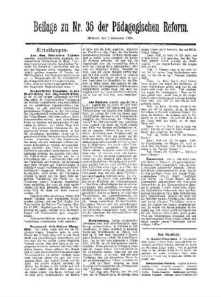 Mitteilungen : Beilage zu Nr. 35 der Pädagogischen Reform