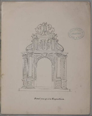 Küstrin [Kostrzyn]: Schloss: Delphinportal (Aufriss)