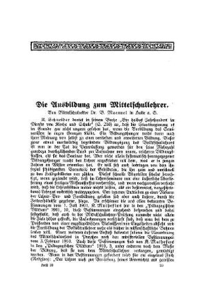 Die Ausbildung zum Mittelschullehrer