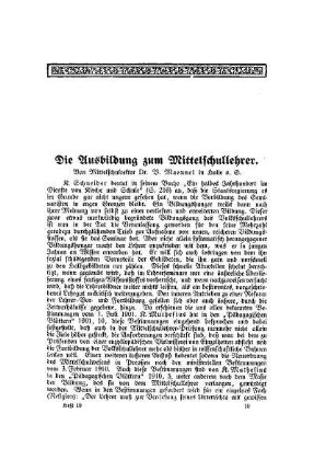 Die Ausbildung zum Mittelschullehrer