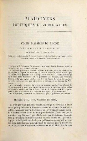 Plaidoyers politiques et judiciaires, 1