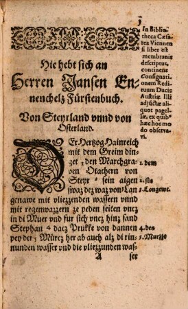 Fürstenbuch von Oesterreich und Steierland