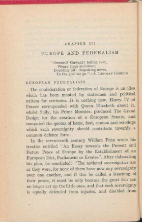 Chapter III. Europe And Federalism
