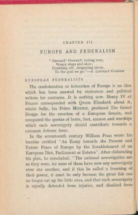 Chapter III. Europe And Federalism