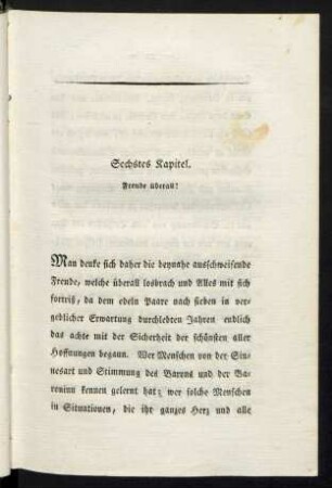 Sechstes Kapitel. Freude überall!
