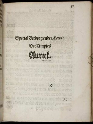Special Verdrag ende Accord, Des Amptes Aurick; ... Des Amptes Lierordt.