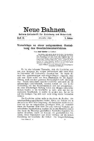 Vorschläge zu einer zeitgemäßen Gestaltung des Geschichtsunterrichts