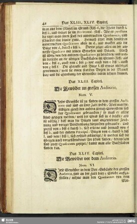 Das XLIII. Capitel. Die Gewölber im grossen Auditorio. Num. V.