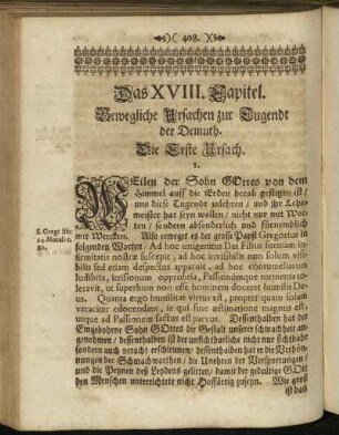 Das XVIII. Capitel. Bewegliche Ursachen zur Tugendt der Demuth.