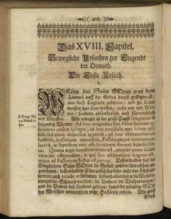 Das XVIII. Capitel. Bewegliche Ursachen zur Tugendt der Demuth.