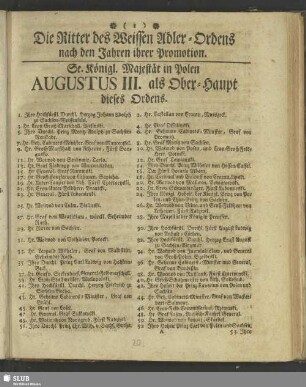 [Königl. Poln. und Churfürstl. Sächsische Hofstatt]