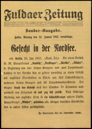 Erste Ausgabe vom Montag, den 25. Januar 1915.