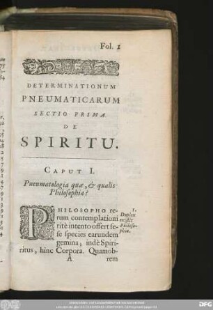 Sectio Prima De Spiritu.