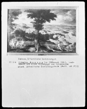 Landschaft mit einer Hirschjagd und Falkenbeize
