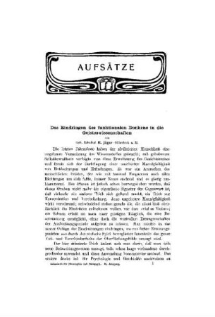 Das Eindringen des funktionalen Denkens in die Geiseswissenschaften