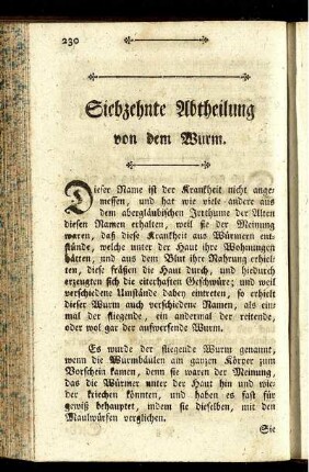 Siebzehnte Abtheilung von dem Wurm.