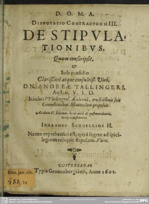 Disputatio de stipulationibus