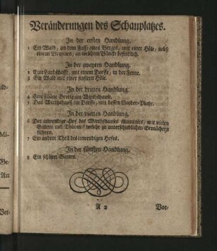Veränderungen des Schauplatzes.