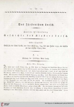 Zweite Abtheilung: Geschichte des Klosters Lorsch