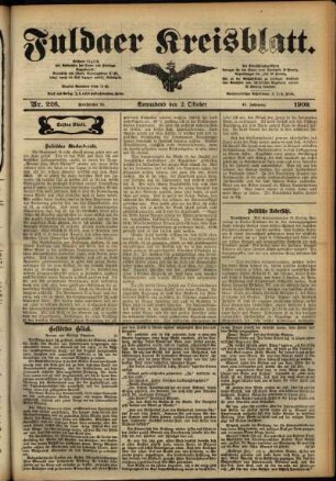 Erste Ausgabe vom Samstag, den 02. Oktober 1909.