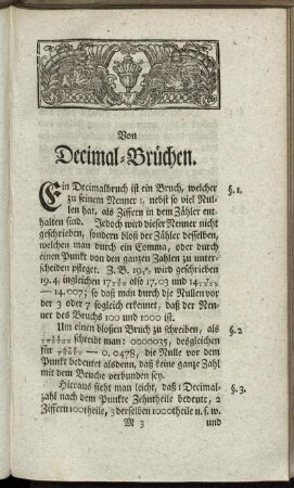 Von Decimal-Brüchen.