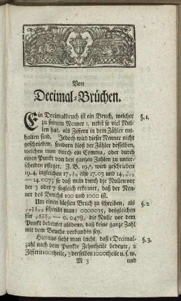 Von Decimal-Brüchen.