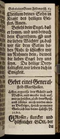 Gebet eines General-Feld-Marschallen. - Gebet eines krancken Soldaten.
