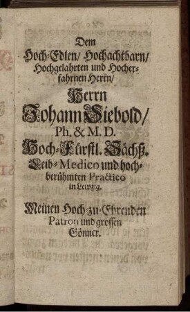 Herrn Johann Siebold