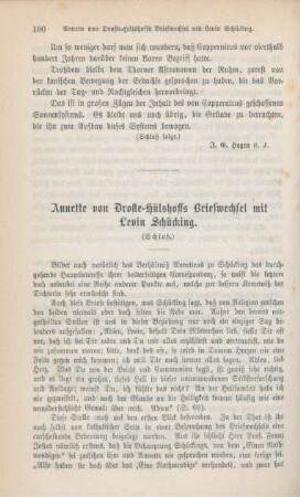 190-210 Annette von Droste-Hülshoffs Briefwechsel mit Levin Schücking : Schluß