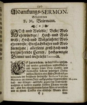 Abdanckungs-Sermon.